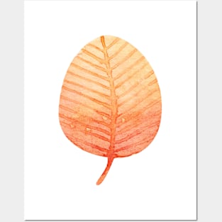 watercolor fall dry leaf Posters and Art